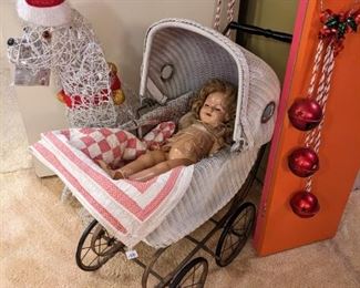 ANTIQUE WICKER BABY STROLLER