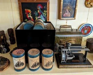 ANTIQUE GRAPHOPHONE & CYLINDERS