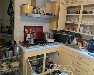 MUCH KITCHENWARE, RED TOLE TRAY, KEURIG COFFEE MAKER