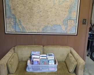 VINTAGE LOVESEAT & 1950'S MAP