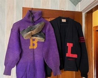 Vintage football sweaters and shoes