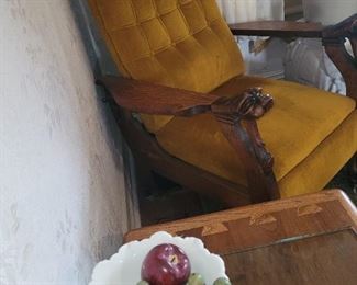 Reclining hand carved lions head chair