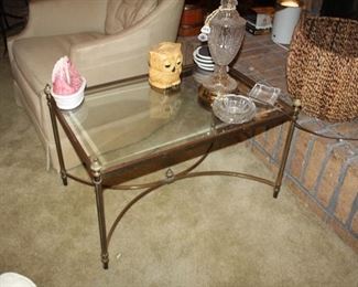 glass and steel lamp table