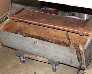 homemade tool chest (with notebook from 1944 Orange shipyards)