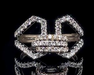 Designer 1.50 Carat Diamond Ring with Moving Rings in 14k Gold