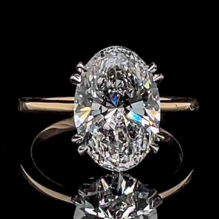 3.89 Carat Diamond Oval Diamond Ring in 14k Gold