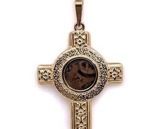 Widow's Mite in 14k Gold Cross Authentic biblical coin