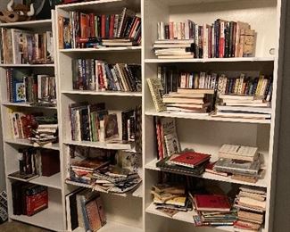 3 tall bookcases.  Must wait until Sun at 3pm to remove.
Years of collected books.  Still adding.
Fiction and non-fiction.  Good reads for all ages.