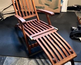 Solid teak steamer chair w/cushion.  We have two of these.