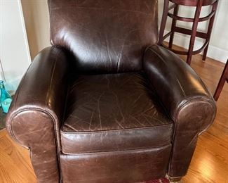 Leather Pottery Barn rolled arm chair