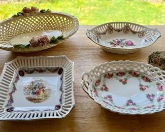 Variety of porcelain pierced dishes