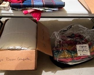 Queen down comforter + Full set of everything: sheets, bedspread, shams