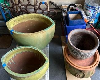 Pots & outdoor steel sculpture