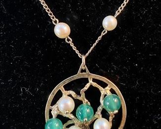 14kt Pearl And Glass Beaded Pendant