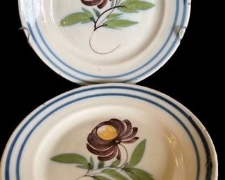 19th century ForgeslesEaux Bouquet Flowers Platestwo