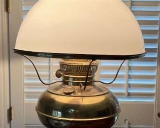 Antique Brass Rayo Oil Lamp Converted