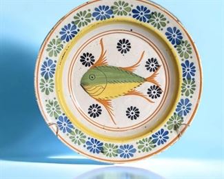 Antique Ceramic Charger With Fish Design