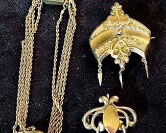 Antique Diamond Bracelet And Brooches