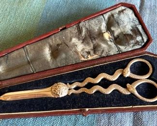 Antique John Gilbert Snake Handle Scissors