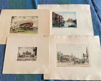 Berlin Kongresshalle, Brandenburg Gate Unter den Linden Etchings