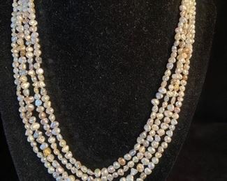 Four Strand Freshwater Pearl Necklace W14K Gold Clasp
