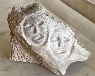 Inuit Whale Bone Carving Signed APID