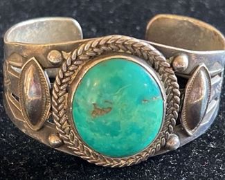 Vintage Silver Turquoise Cuff Bracelet