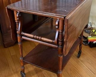 Wood Bar Cart With Pullout Tray