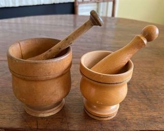 Antique French Wooden Mortar Pestle