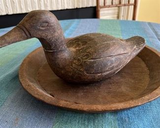 Antique Philippine Wood Duck Japanese Wood Tray