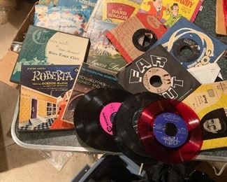 45s including Elvis, Andy Williams, Laurel & Hardy