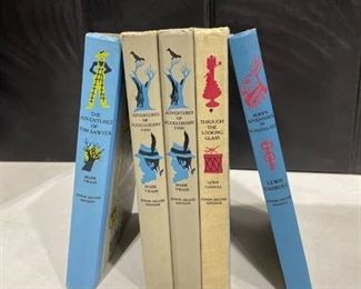 Junior Deluxe Editions hard cover Mark Twain and Lewis Carroll novel classics (5)