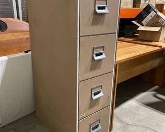 Fire safe brown 4 drawer locking filing cabinet safe 54 x 17 x 30 in with key