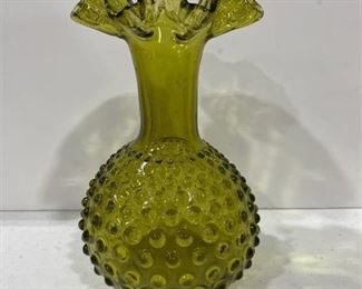 Fenton hobnail emerald glass vase 9 in tall