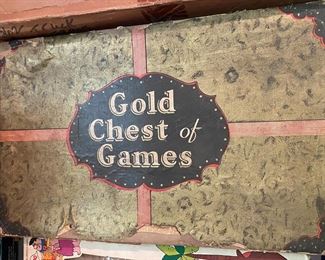 Gold Chest of Games with Tin Litho Game Boards