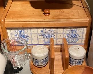 Bread Box with Matching Salt and Pepper