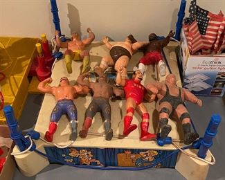 Vintage Wrestling Ring and Wrestling Figures