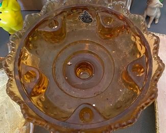 Amber Fenton Glass Bowl