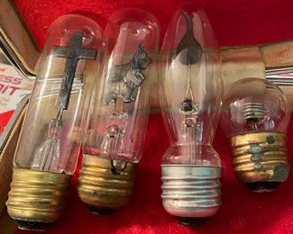 Old Aerolux Filament Figural Bulbs (Scottie Dogs, Cross and more)