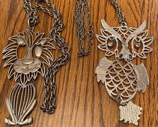 Mid-century Owl Necklaces and Pendants