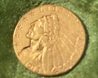 U.S. 1913 2+1/2 Dollar Gold Piece