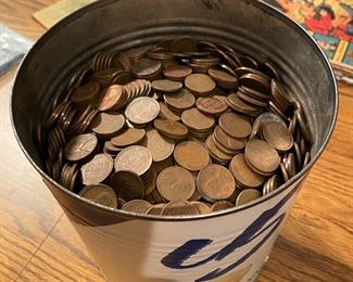 Massive Can of Unsorted Wheat Pennies