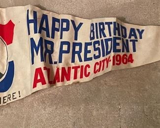 1964 Lyndon Johnson Atlantic City Birthday Pennant