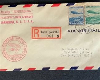 Hindenburg Rare Airship Envelope and Stamps