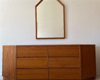 Mid Century Danish Teak Dresser and Mirror
