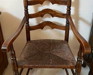 Vintage Italian Rush Ladder Back Captain's Chair 