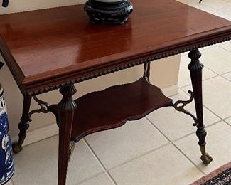 Antique Entry Table w Brass Claw Feet