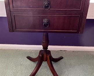 Vintage Pedestal Sewing Storage Table