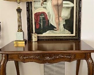 Queen Anne Desk, Table Lamp, Art by Zsuzsa
