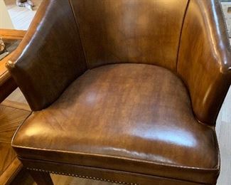 1 of 2 matching leather club chairs.  Will presell, call for details 